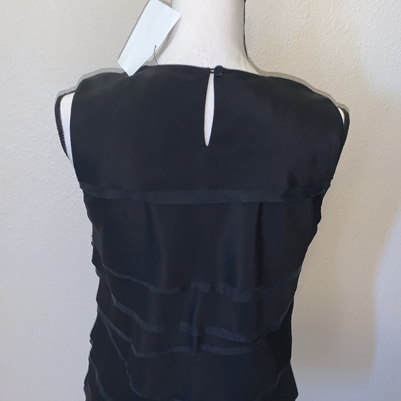 NWT Michael Kors 100% silk layered tired sleeveless blouse black - Picture 5 of 7